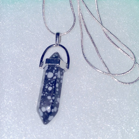 Black Obsidian Sterling Silver Necklace 24” - Picture 1 of 4